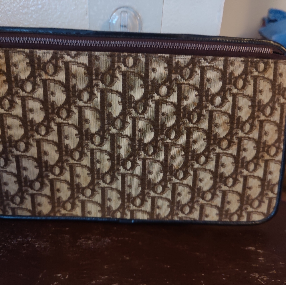 Christian Dior 11X6.5" clutch or make up holder. Brown